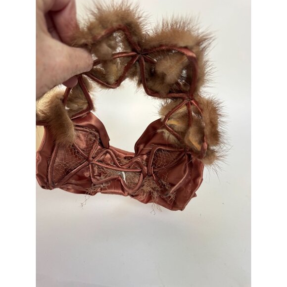 Vintage 1940s Satin & Fur Fascinator Hat main image 12